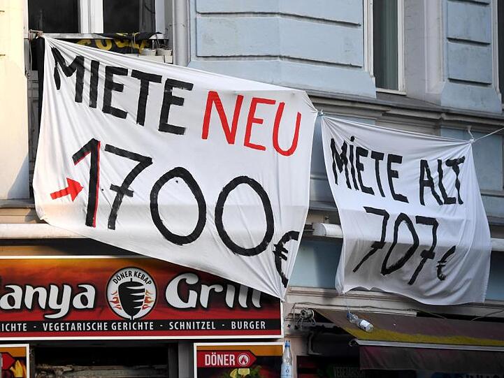 Protest gegen Mietensteigerung in Berlin.