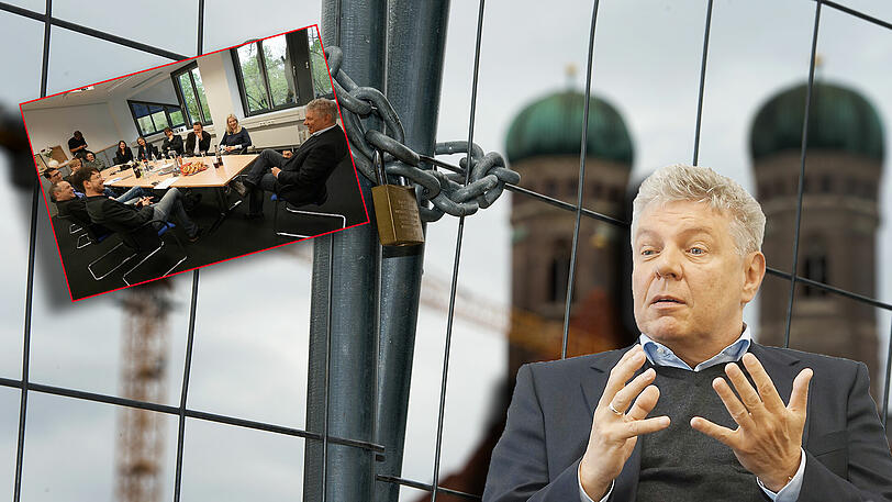 Munteres Gespräch über die Zukunft der Stadt: Münchens Oberbürgermeister Dieter Reiter (SPD) beim Besuch in der AZ-Redaktion (kleines Bild).