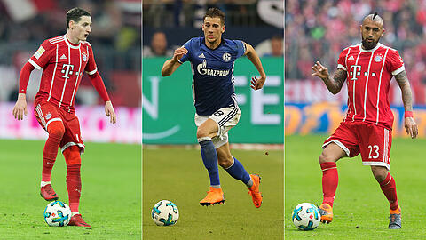 In der Bundesliga begehrt: Sebastian Rudy (links). Ab Sommer beim FC Bayern: Leon Goretzka (Mitte). Vertrag bis 2019 &ndash; und derzeit verletzt: Arturo Vidal (rechts).