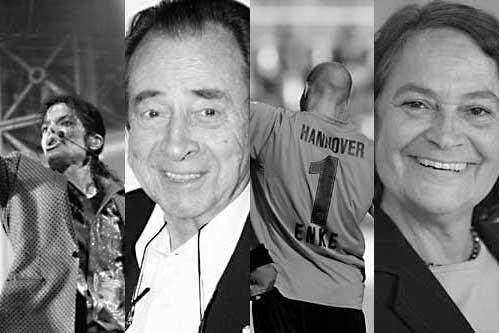 Sie starben 2009: Michael Jackson, Monti Lüftner,  Robert Enke und Monica Bleibtreu
