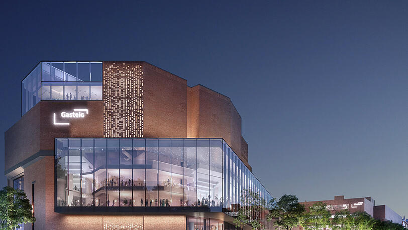 Der (hoffentlich) in nicht zu ferner Zukunft sanierte Gasteig in einer Simulation des Architekturbüros Henn. Kernstück - neben einer Optimierung der Philharmonie und einer neuen Haustechnik - die Verbindung der Gebäudetrakte durch eine gläserne „Kulturbrücke“.