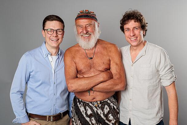 Produzent Thomas Wittmann (links), Wolfgang "Gangerl“ Clemens, Regie und Grünschnabel Julian Wittmann. Produzent Thomas Wittmann (links), Wolfgang "Gangerl“ Clemens, Regie und Grünschnabel Julian Wittmann.