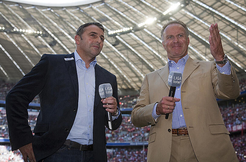 Karl-Heinz Rummenigge, Vorstandschef beim FC Bayern, und Klaus Allofs, Manager des VfL Wolfsburg (links).