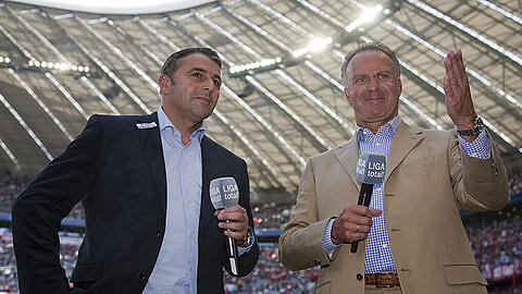 Karl-Heinz Rummenigge, Vorstandschef beim FC Bayern, und Klaus Allofs, Manager des VfL Wolfsburg (links).
