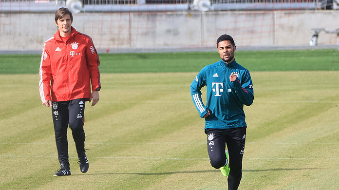 Steigerungsläufe: Serge Gnabry (r.) am Donnerstag.