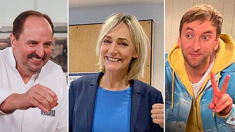"Rote Rosen": Johann Lafer (l.), Heike Drechsler und Freshtorge sind im Mai zu Besuch in Lüneburg.