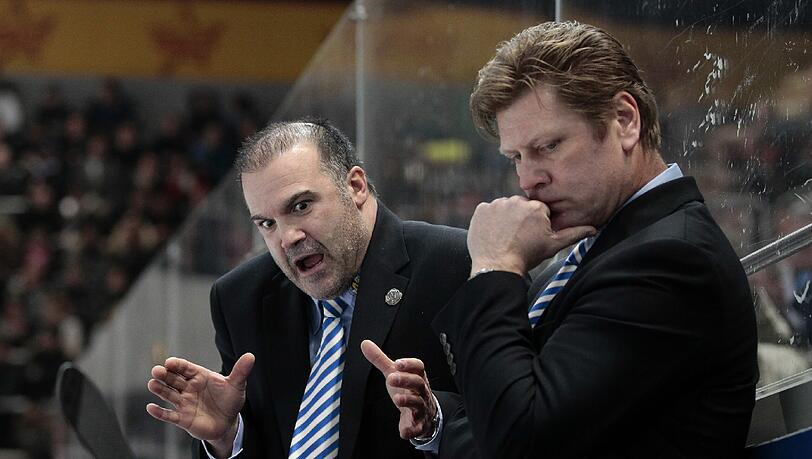 Maurizio Mansi (l.) unterstützt das DEB-Team beim Deutschland-Cup. Maurizio Mansi (l.) unterstützt das DEB-Team beim Deutschland-Cup.