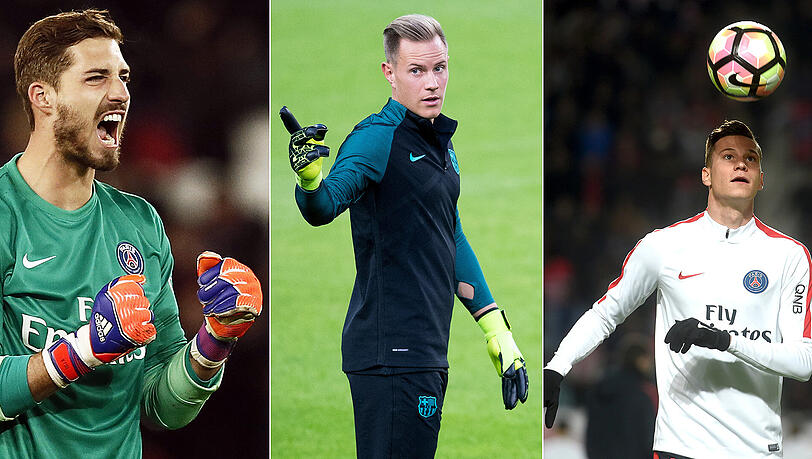 Von links: Kevin Trapp, Marc-André ter Stegen und Julian Draxler. Von links: Kevin Trapp, Marc-André ter Stegen und Julian Draxler.