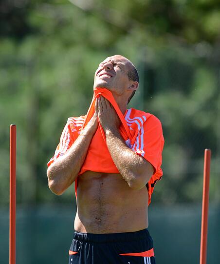 Einzeltraining: Arjen Robben und Claudio Pizarro schuften individuell.