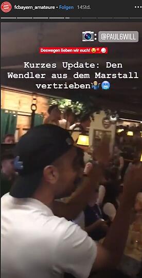 Die Fanseite "fcbayern_amateure" veröffentlichte ein kurzes Video zu den Fangesängen im Marstall-Zelt auf Instagram.