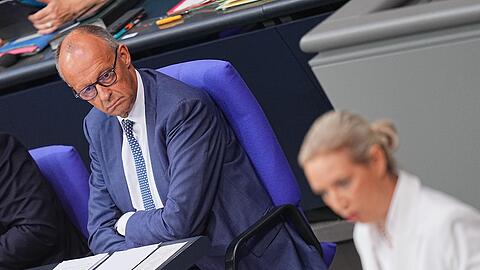 AfD-Chefin Alice Weidel sieht die schwarz-rote Koalition mit Kanzler Friedrich Merz am Ende. In der Generaldebatte im Bundestag in der vergangenen Woche kam es zum Schlagabtausch. (Archivbild)