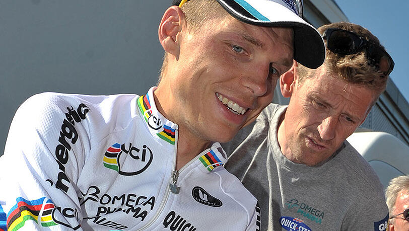 Tony Martin (vorne) und Rolf Aldag. Tony Martin (vorne) und Rolf Aldag.