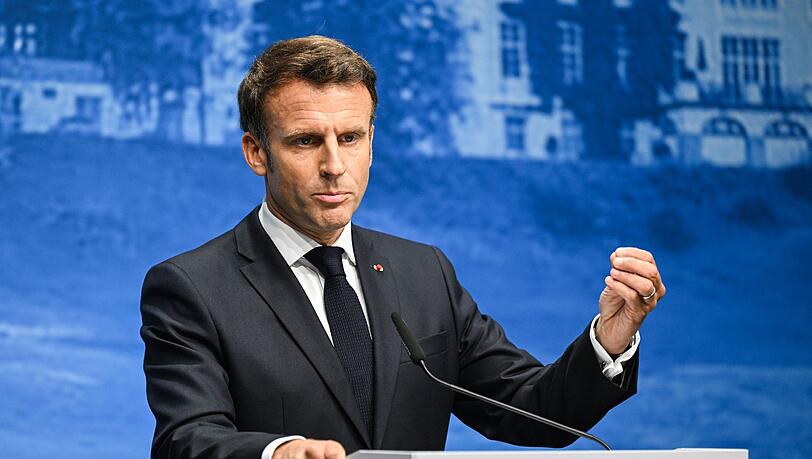 Emmanuel Macron, Präsident von Frankreich, spricht während einer Abschluss-Pressekonferenz.