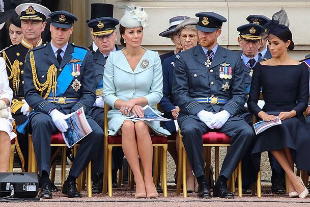 Prinz William, Prinzessin Kate, Prinz Harry und Herzogin Meghan während des Events zu Ehren der Royal Air Force im Juli 2018.
