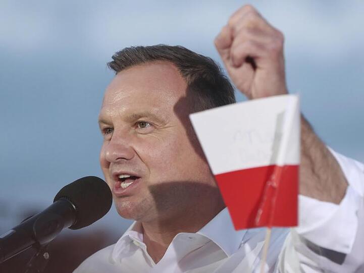 PiS-Präsidentschaftskandidat Andrzej Duda bei einer Wahlkampfveranstaltung im polnischen Lomza.
