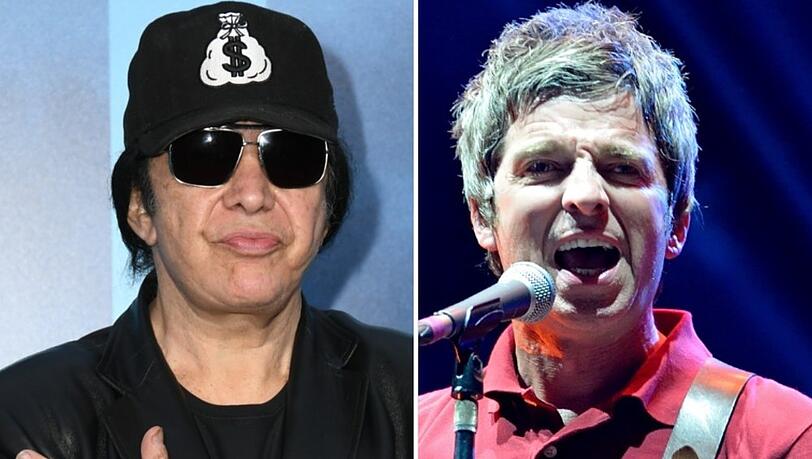 Gene Simmons (l.) von Kiss hat in einem Interview über die hohen Ticketpreise für die Oasis-Reuniontour (hier Noel Gallagher) gesprochen.