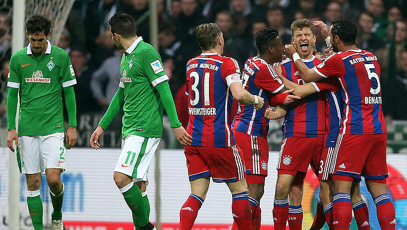 Bayern jubelt, Werder ist bedröppelt: Nach dem 0:6 im Hinspiel gab’s für die Bremer diesmal nur vier Gegentreffer. Bayern jubelt, Werder ist bedröppelt: Nach dem 0:6 im Hinspiel gab’s für die Bremer diesmal nur vier Gegentreffer.