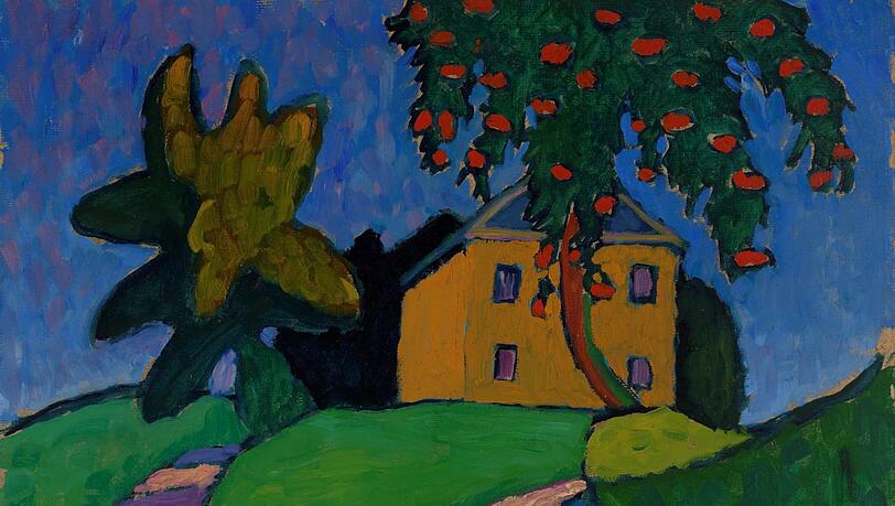 Einfache Formen, starke Farben - Gabriele Münter hat das "Gelbe Haus mit Apfelbaum" 1910 gemalt. Einfache Formen, starke Farben - Gabriele Münter hat das "Gelbe Haus mit Apfelbaum" 1910 gemalt.