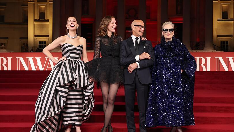 Bei der Europapremiere in London (von links): Anne Hathaway, Emily Blunt, Stanley Tucci und Meryl Streep.