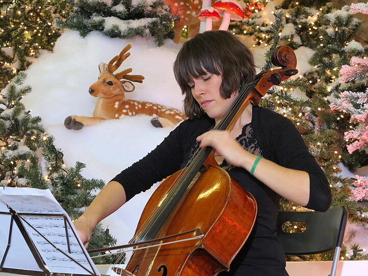 Djordje Matkovic: Dienstag nach der Arbeit wollte ich im Perlacher PEP einkaufen. Und da hörte und sah ich ernste Musik in nicht so ernster Umgebung. Eine Pianistin und eine Cellistin spielten klassische Musik in der Weihnachtsdekoration. Sofort habe ich meine Kamera gezogen und begonnen zu fotografieren. Die Musik war herrlich - die Lichtverhältnisse kriminell! Während ich fotografiert habe, haben die zwei hübsche junge Damen Air aus der Orchestersuite Nr.3 von J.S. Bach gespielt.
"War das: Air für den Bär?!" - habe ich zum Schluss gefragt. Die Damen haben herzhaft gelacht!
Ich bin hochzufrieden heimgegangen und habe irgendwann später festgestellt, dass ich nichts zu Essen gekauft habe. Ach, was soll es - man lebt nicht nur vom Brot allein!