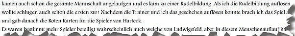 Aus einer Mail zu einem Spiel in Harteck am 13. Oktober 2012.