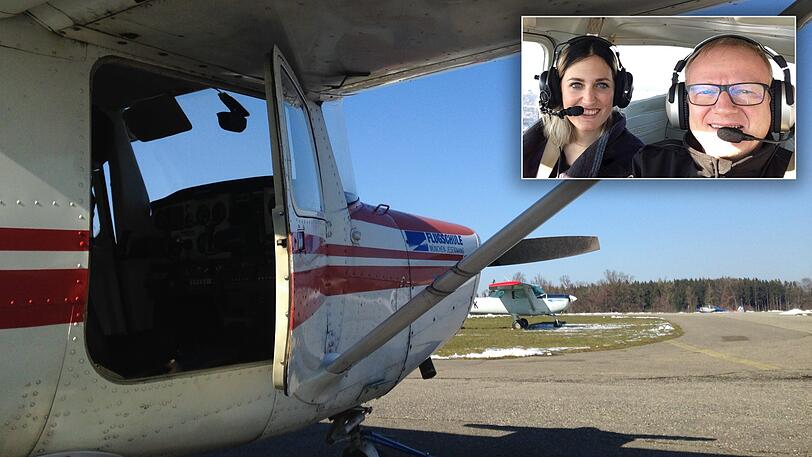 Über die Wolken für 89 Euro: AZ-Reporterin Katharina Burkhard ist in dieser Zweisitzer-Cessna bei der "Berge & Seen After Work Week Tour" mitgeflogen.