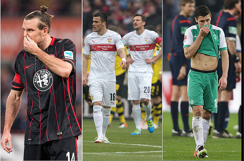 Eintracht Frankfurt, Werder Bremen und der VfB Stuttgart sind nach wie vor am stärksten gefährdet.