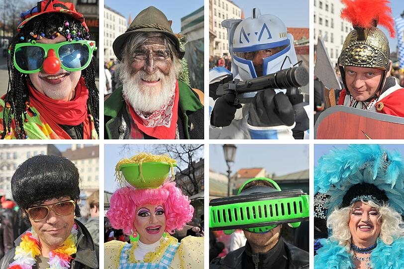 So schön verkleidet waren die Münchner auf dem Viktualienmarkt.