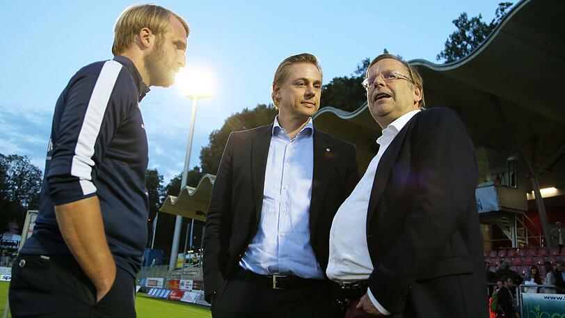 In der Regionalliga Bayern Partner: Löwen-Coach Daniel Bierofka, Noch-1860-Boss Markus Fauser und BFV-Präsident Rainer Koch (v.li.).