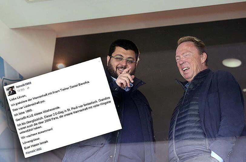 Nach dem Sieg gegen St. Pauli postete 1860-Investor Hasan Ismaik (l.) ein Liebesbekenntnis auf Facebook.