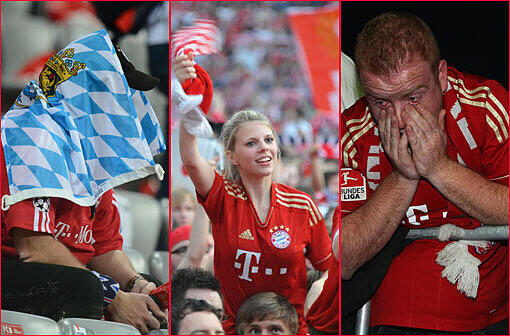 Ein Abend der emotionalen Achterbahnfahrt - mit dem brutalen Absturz aus einem ach so schönen Traum. So hofften, bangten, jubelten - und weinten die Fans des FC Bayern.