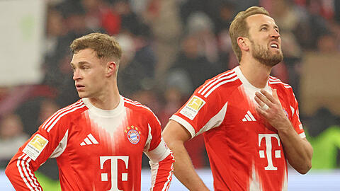 Ein Tag zum Vergessen: Die Bayern-Stars Joshua Kimmich (l.) und Harry Kane. Ein Tag zum Vergessen: Die Bayern-Stars Joshua Kimmich (l.) und Harry Kane.