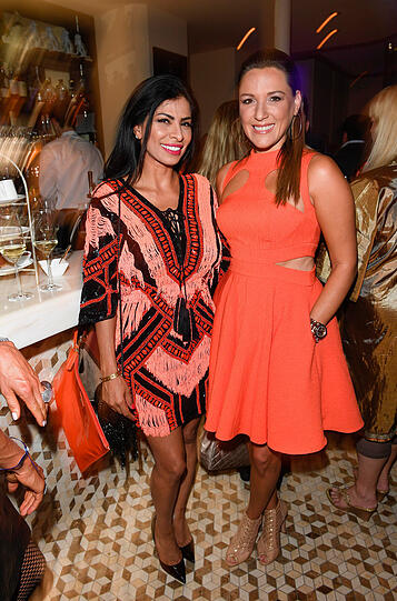 Noura El Massaoudi und Simone Ballack bei der Party zum "Tag und Nacht der 1000PS"-Event im Hotel Vier Jahreszeiten Kempinski.