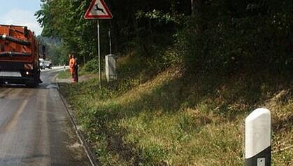 Die Gülle ist auf der gesamten Straße verteilt. Die Gülle ist auf der gesamten Straße verteilt.
