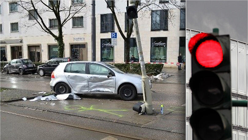 Der Autofahrer fuhr über die Straße, obwohl die Ampel für ihn Rot zeigte. (Archivbild) Der Autofahrer fuhr über die Straße, obwohl die Ampel für ihn Rot zeigte. (Archivbild)