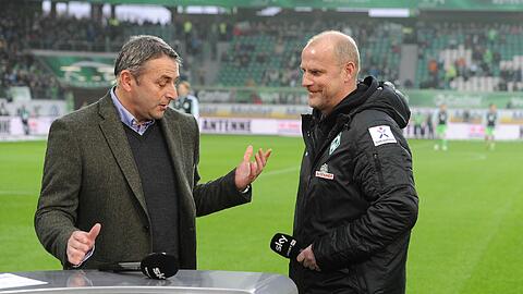 Wiedersehen in Wolfsburg. Thomas Schaaf und Klaus Allofs trennen sich schiedlich-friedlich mit 1:1