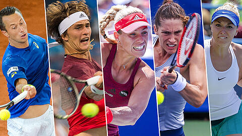 Wie viel geht für die deutschen Top-Tennisspieler bei den US Open? Von links: Philipp Kohlschreiber, Alexander Zverev, Angelique Kerber, Andrea Petkovic und Sabine Lisicki