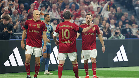 Hätte man auch zu aktiven Zeiten gerne zusammenspielen sehen: Arjen Robben, Lothar Matthäus und Franck Ribéry (v.l.).