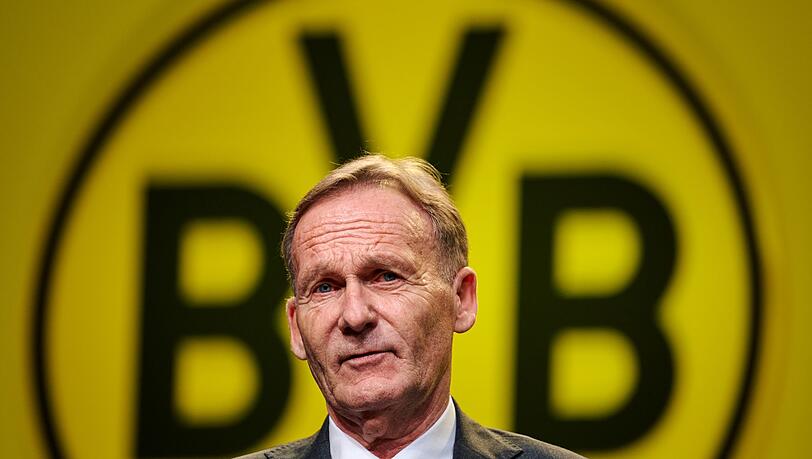 Hans-Joachim Watzke, Vorsitzender der Geschäftsführung des Vereins, spricht zu den Aktionären.