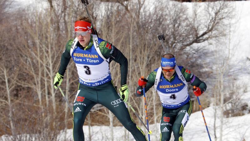 Die deutschen Biathleten Roman Rees (l) und Erik Lesser (r). Die deutschen Biathleten Roman Rees (l) und Erik Lesser (r).