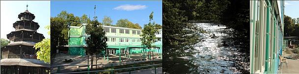 Die grüne Pavillonanlage an der Oettingenstraße 78 nahe am Eisbach war vier Schuljahre lang das Ausweichquartier für die über 600 Schüler. Die grüne Pavillonanlage an der Oettingenstraße 78 nahe am Eisbach war vier Schuljahre lang das Ausweichquartier für die über 600 Schüler.