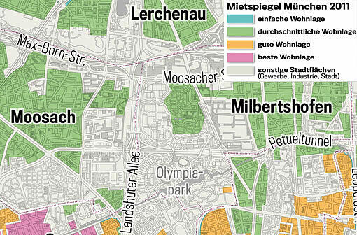 Zahlen Sie zu viel Miete? Klicken Sie durch die verschiedenen Viertel, und checken, in welcher Lage Sie wohnen.