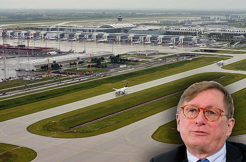Der Münchner Flughafen wächst weiter in allen Bereichen - jetzt soll die umstrittene dritte Startbahn kommen. Kleines Bild: Flughafen-Chef Michael Kerkloh.