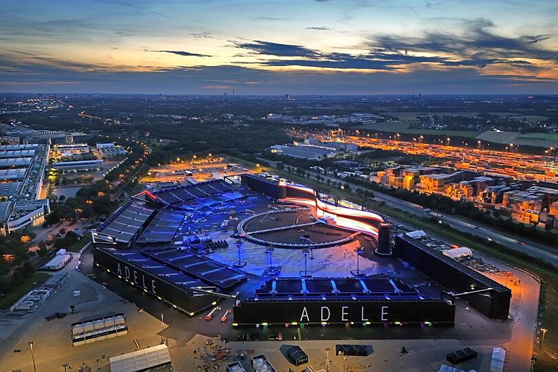 Die Adele-Arena auf dem Münchner Messegelände in Riem. Ab dem 2. August wird der britische Superstar hier zehn Konzerte geben.