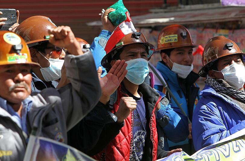 Demonstrierende Minenarbeiter in La Paz. (Symbolbild)