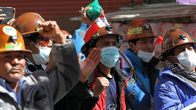 Demonstrierende Minenarbeiter in La Paz. (Symbolbild) Demonstrierende Minenarbeiter in La Paz. (Symbolbild)