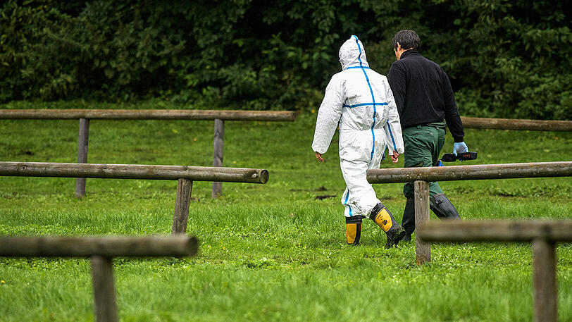 Ermittler der Polizei am Fundort der Leiche.