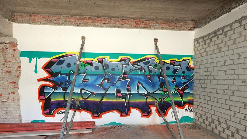 Von den Graffiti, die das Kollektiv Broke Today hinterlassen hat (hier in Haus 55), soll einiges nach dem Umbau erhalten bleiben. Von den Graffiti, die das Kollektiv Broke Today hinterlassen hat (hier in Haus 55), soll einiges nach dem Umbau erhalten bleiben.