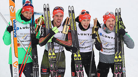 Souveräne Sieger: Bjoern Kircheisen, Johannes Rydzek, Eric Frenzel und Fabian Riessle.