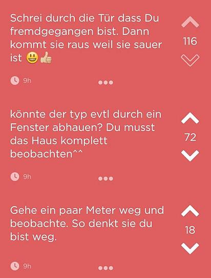 Sie raten dem OJ das komplette Haus gut im Auge zu behalten, damit sein potenzieller Nebenbuhler nicht verschwinden kann.